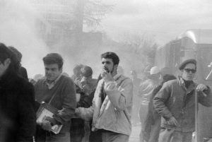  A shroud of tear gas envelops students and antiwar protesters on the UW–Madison campus on Oct. 18, 1967.